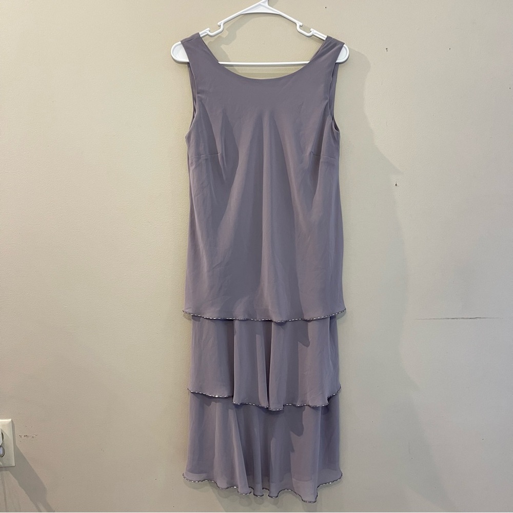 SLNY Gray, Ruffle Dress